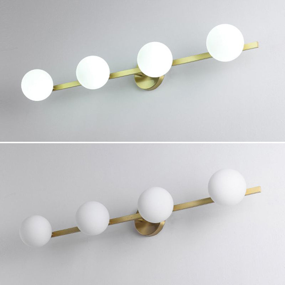 Valentina Retro Globe Linear Metal/Glass Wall Lamp, Gold, Bathroom - Lumpaz