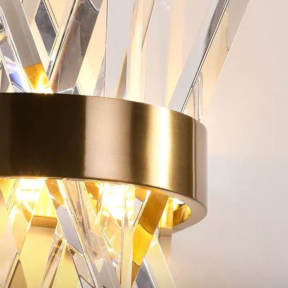 Marilyn Decorative Geometric Crystal/Metal Wall Lamp, Gold - Lumpaz