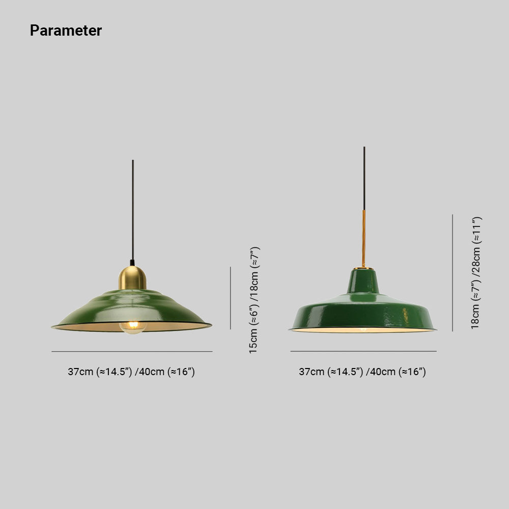 Cairns Vintage Metal Arched Pendant Light, Green - Lumpaz