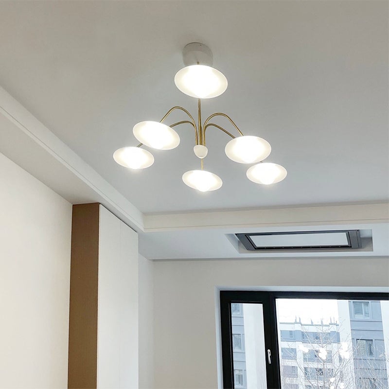 Cairns Minimalist Blown Metal Pendant Light, White/Gold - Lumpaz
