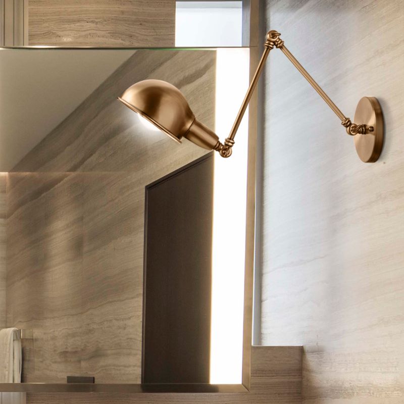 Brady Hemispheric Adjustable Wall Lamp, Brass/Antique Brass/Chrome, Bedroom - Lumpaz