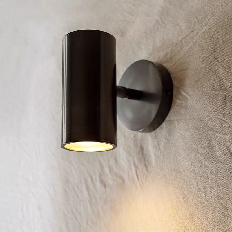 Freja Moden Spotlight Cylindrical Metal Wall Lamp, Gold/Black - Lumpaz