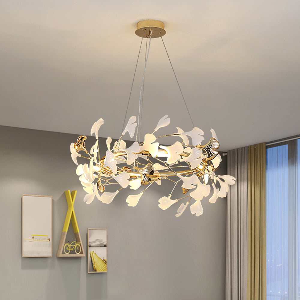 Olivia Modern Petal Shaped Metal Ceramic Chandelier Dining Room - Lumpaz