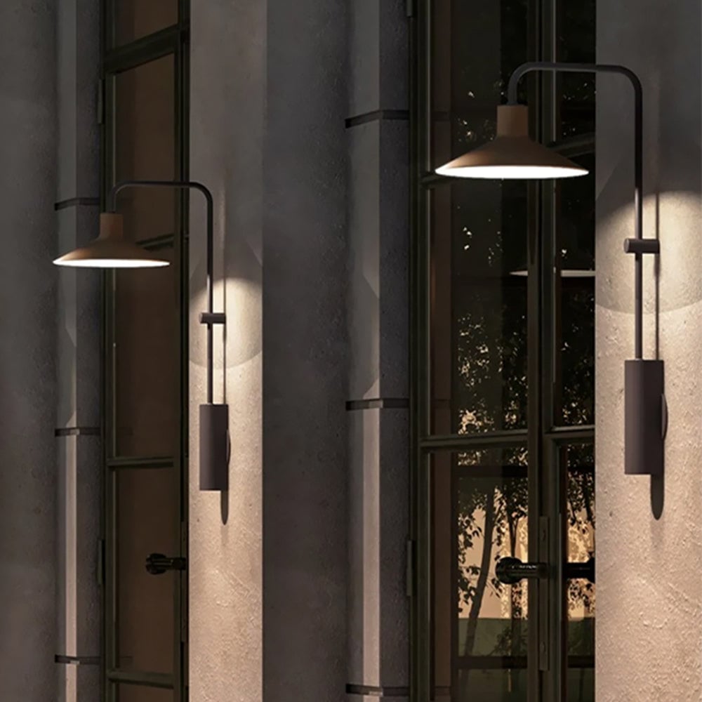 Carins Modern Minimalist Wide Cone Shape Metal Outdoor Waterproof Wall Lamp, Coffee/Green - Lumpaz