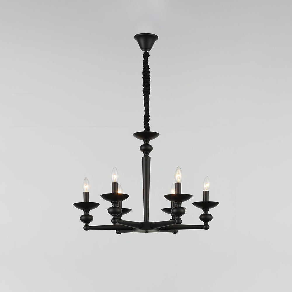 Alessio Retro Candle Wall Lamp/Black Chandelier for Living Room, Dining Room - Lumpaz