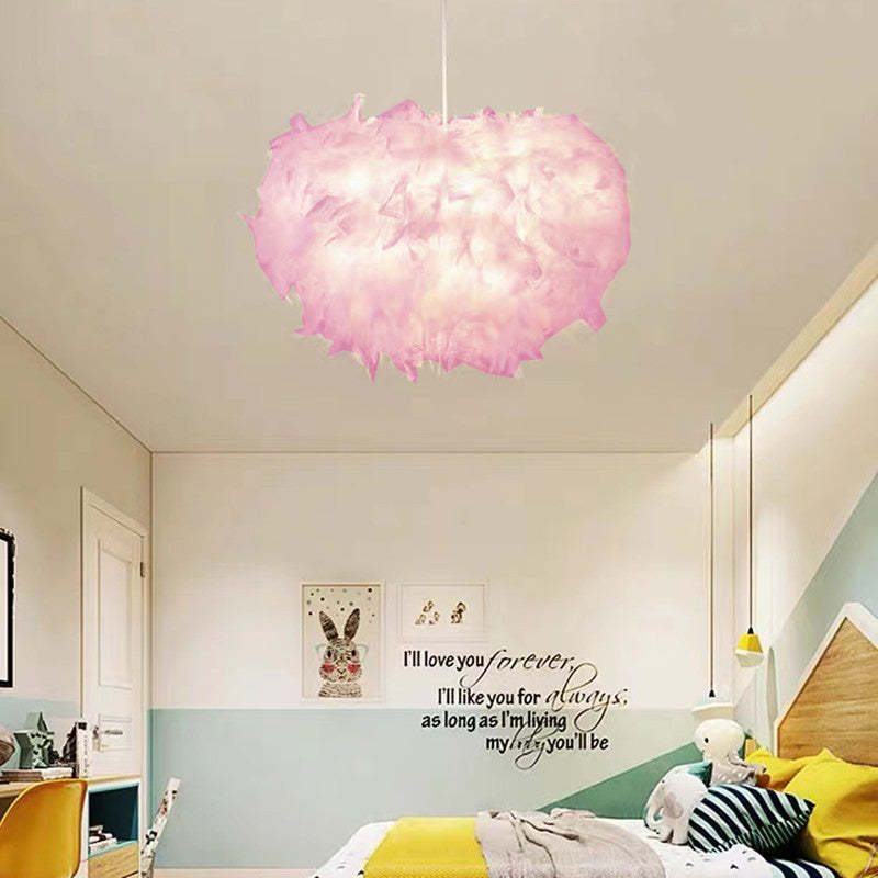 O'Moore Nordic Art Deco Feather Pendant Light, White/Pink - Lumpaz