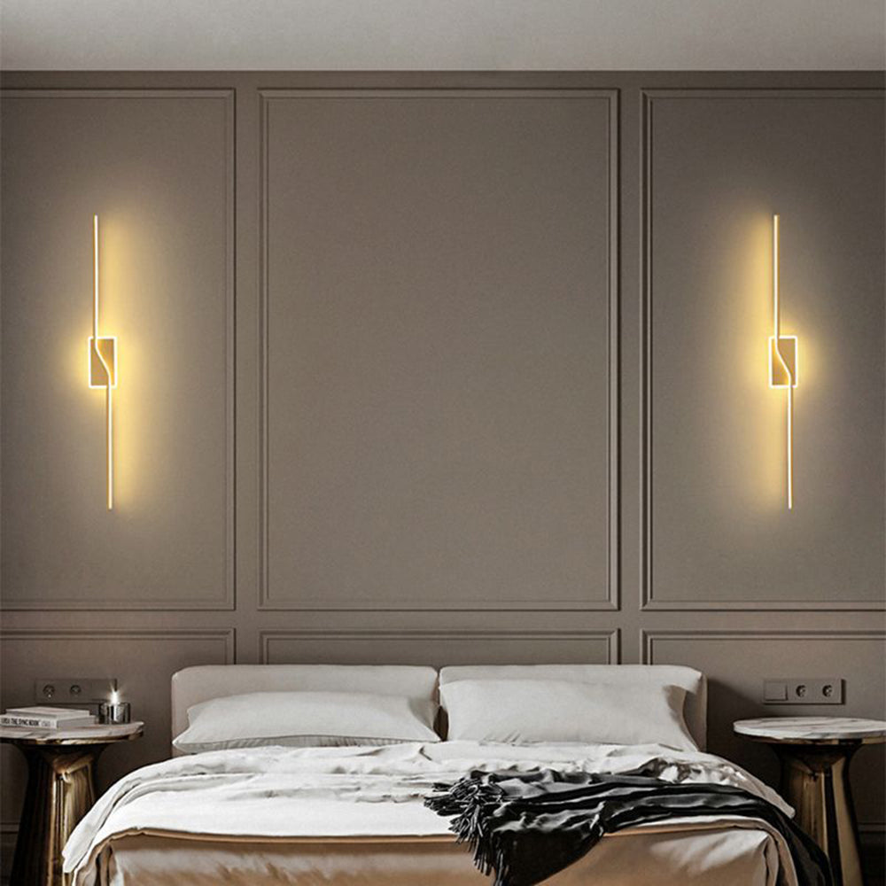 Leigh Luxury Curved Linear Metal Wall Lamp, Gold - Lumpaz