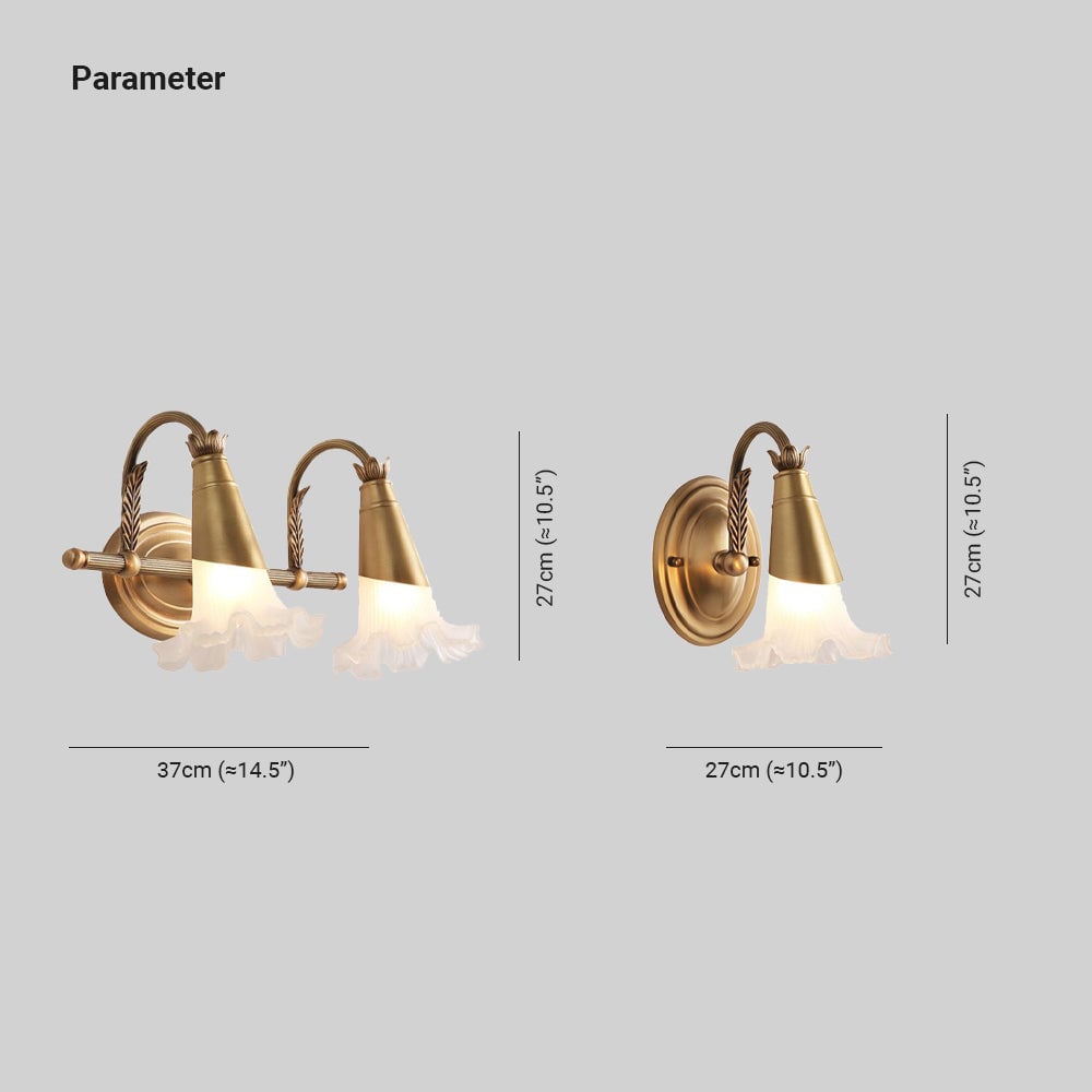 Félicie Nordique Retro Flower Metal/Glass Wall Lamp, Gold - Lumpaz