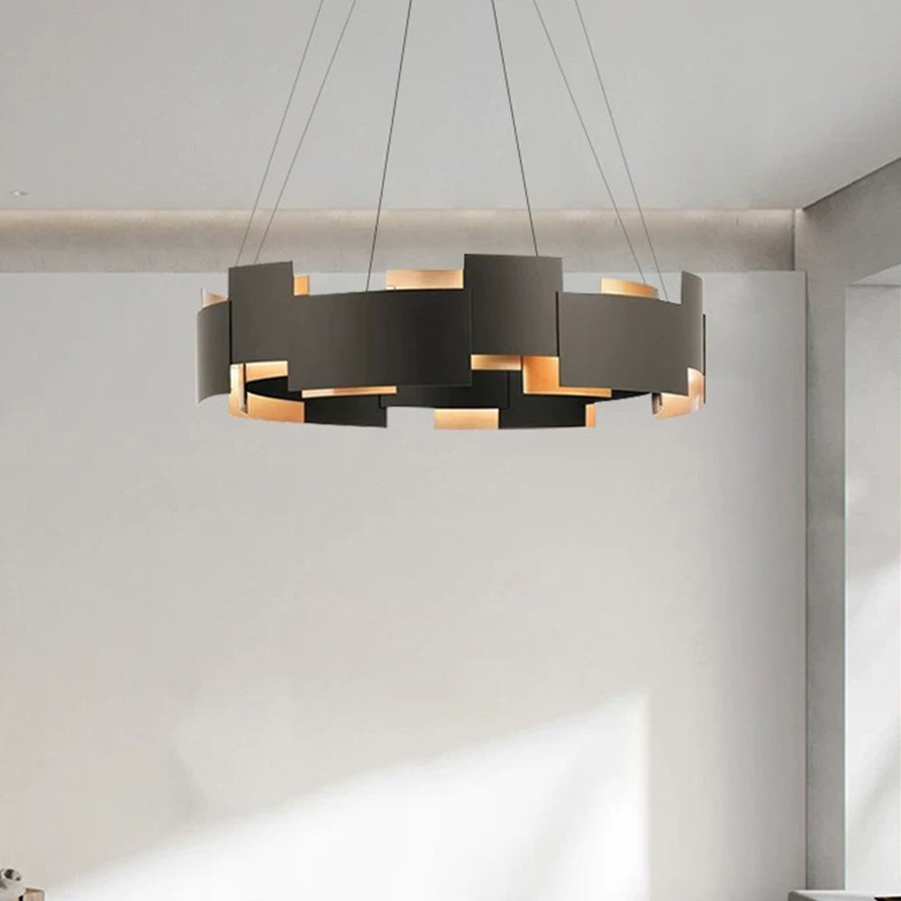 Evette Modern Ring Metal Pendant Lamp, Black - Lumpaz