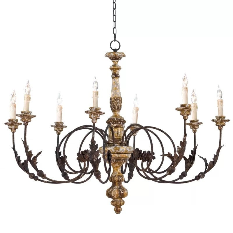Silva Large Retro Creative Chandelier Brown Wood Metal Living Room - Lumpaz