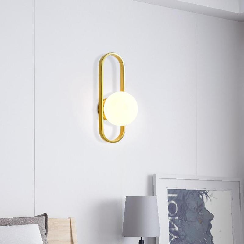 Valentina Modern Globe Bedside Wall Lamp Mount for Bedroom & Reading Room, Gold/Black - Lumpaz