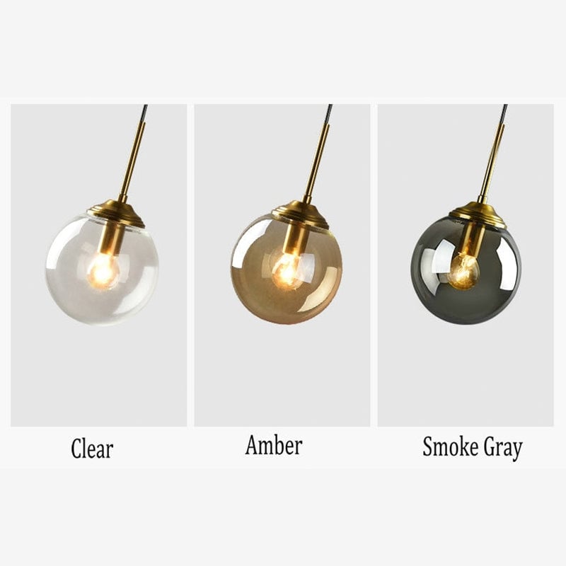Valentina Designer Bubble Glass Pendant Light Smoke/Clear/Amber - Lumpaz