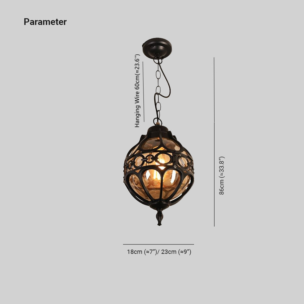Alessio Loft Sphere Vintage Farmhouse Rustic Pendant Light Black/Bronze Dining Room - Lumpaz