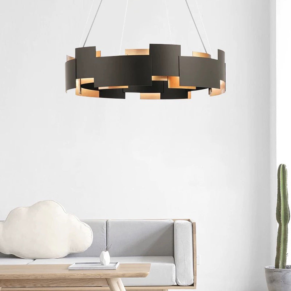 Evette Modern Ring Metal Pendant Lamp, Black - Lumpaz
