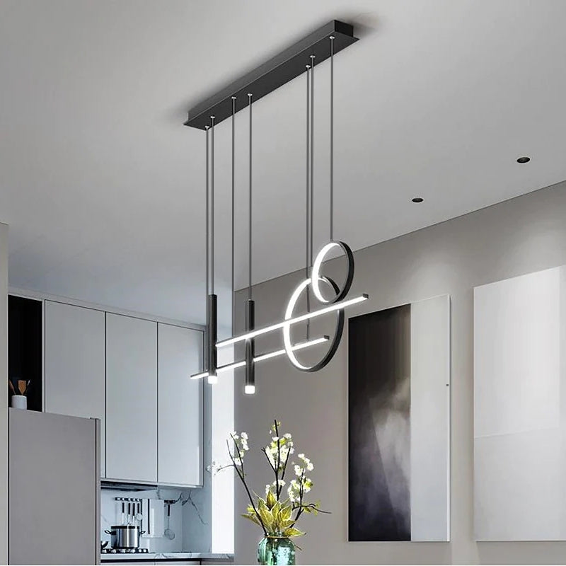 Madina Modern Pendant Light LED, Double Circle, Gold/Black - Lumpaz