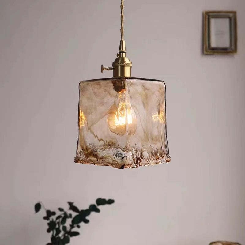 Levy Vintage Style Industrial Pendant Light Retro Metal Glass Brass - Lumpaz