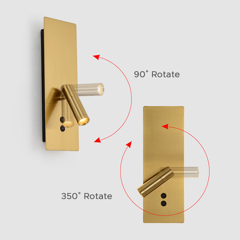 Orr Modern Flashlight Metal/Acrylic Wall Lamp Spotlight, Gold/Black/White - Lumpaz