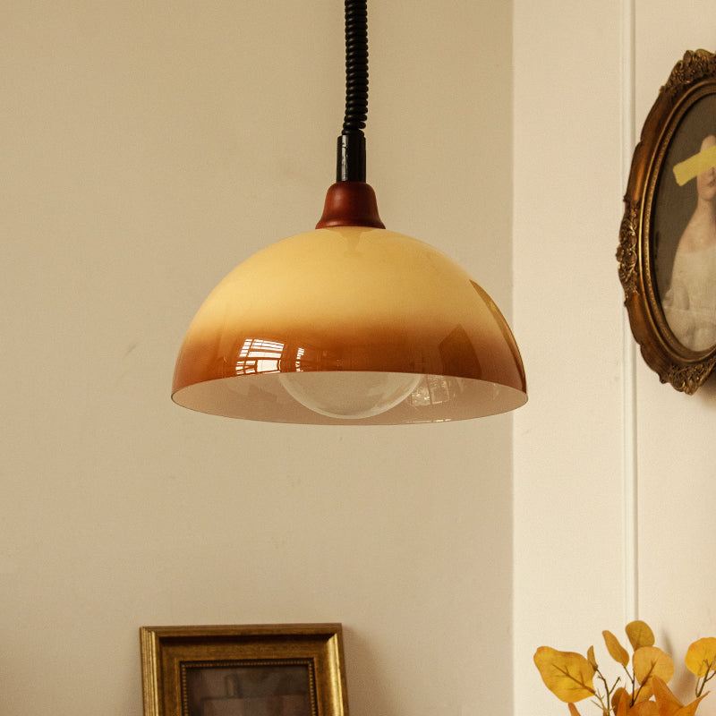 Hailie Retro LED Round Pendant Light Adjustable Dining Room Brown - Lumpaz
