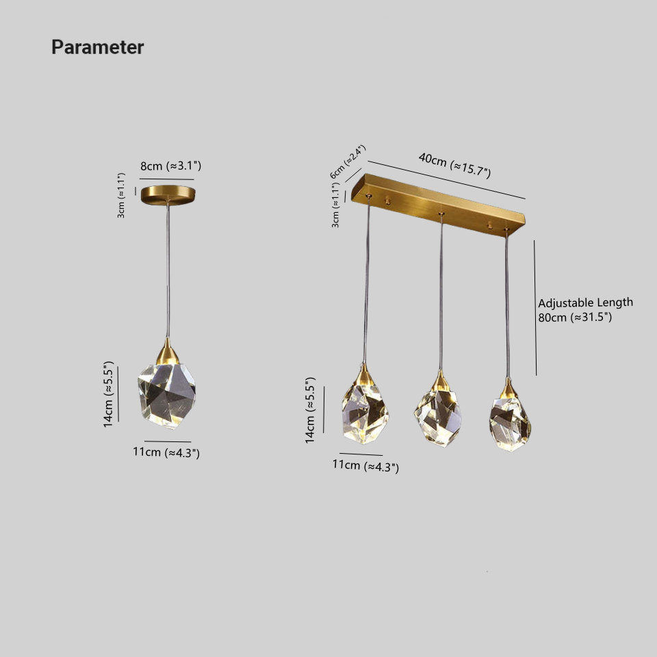 Kristy Moonshadow Crystal Pendant Light, Gold, Bedroom/Dining Room - Lumpaz