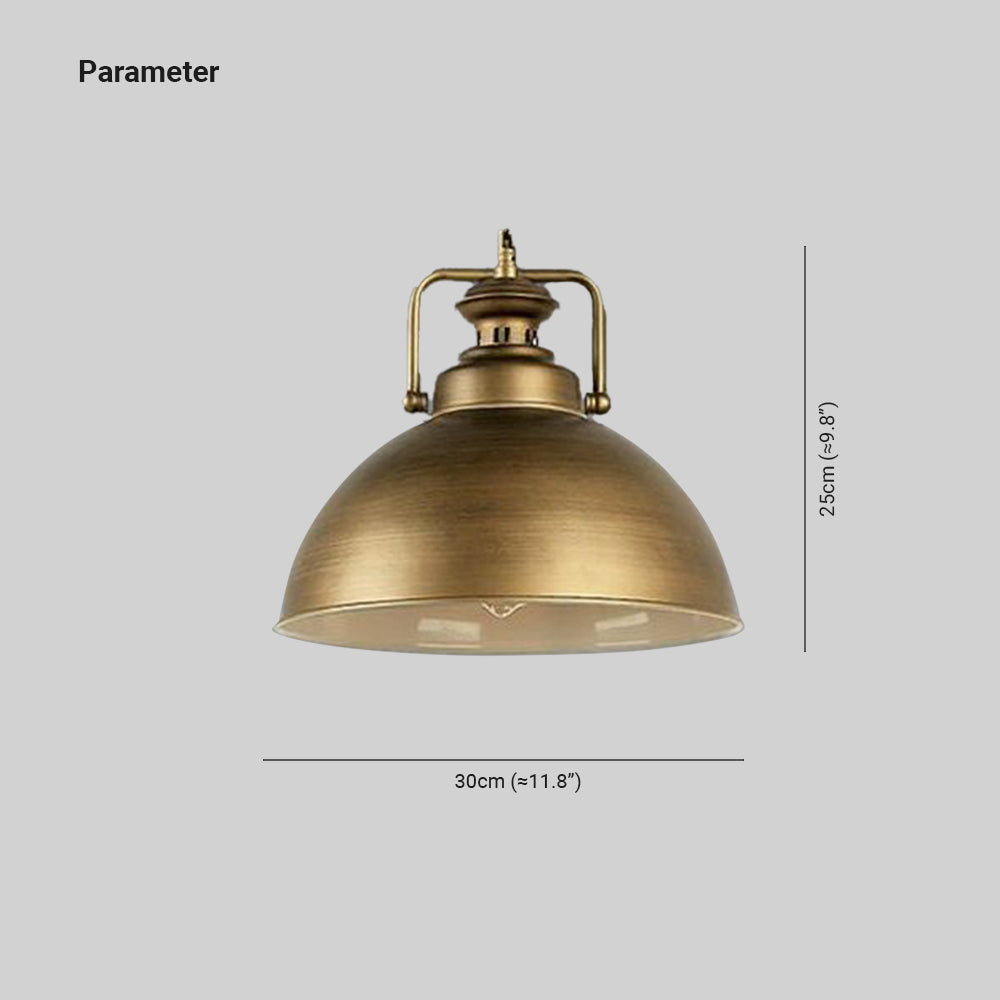 Alessio Vintage Metal Demo Industrial Rustic Pendant Light, Gold - Lumpaz