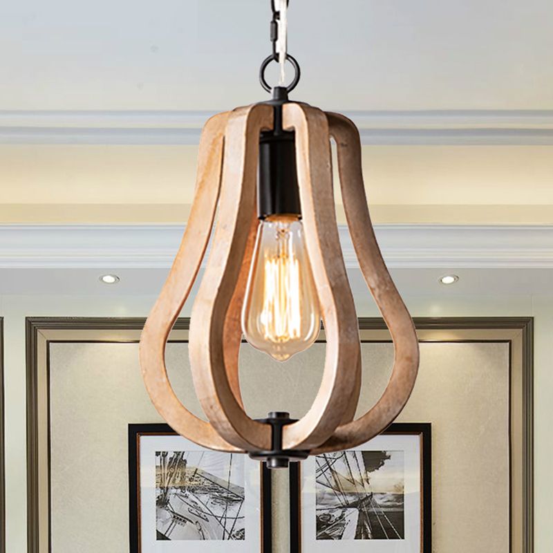 Alessio Orb/Gourd Wood Pendant Light - Lumpaz