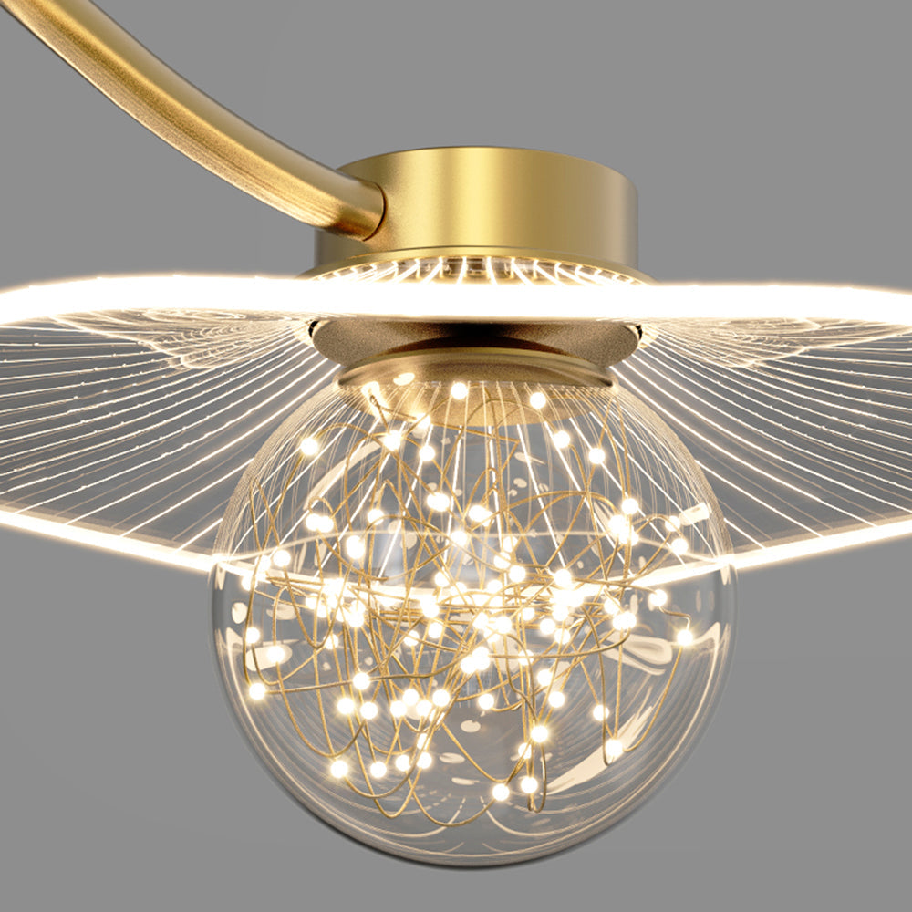 Carins Modern Blown Metal Pendant Light, Gold, Metal/Acrylic/Glass - Lumpaz