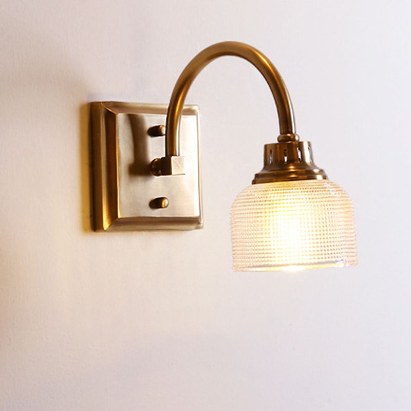 Alessio Vintage Bowl-shaped Metal/Glass Wall Lamps, Gold - Lumpaz