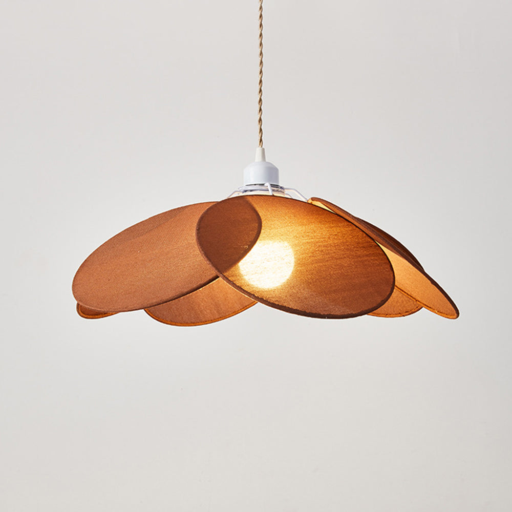 Renée Minimalist Fabric Flower Pendant Light, Orange/Brown/Beige - Lumpaz
