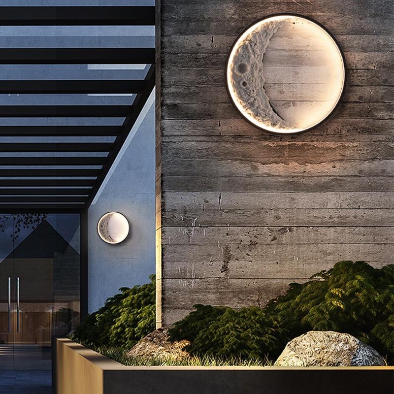 Elif Outdoor Wall Lamp Moon Modern, Led, Black, Courtyard - Lumpaz