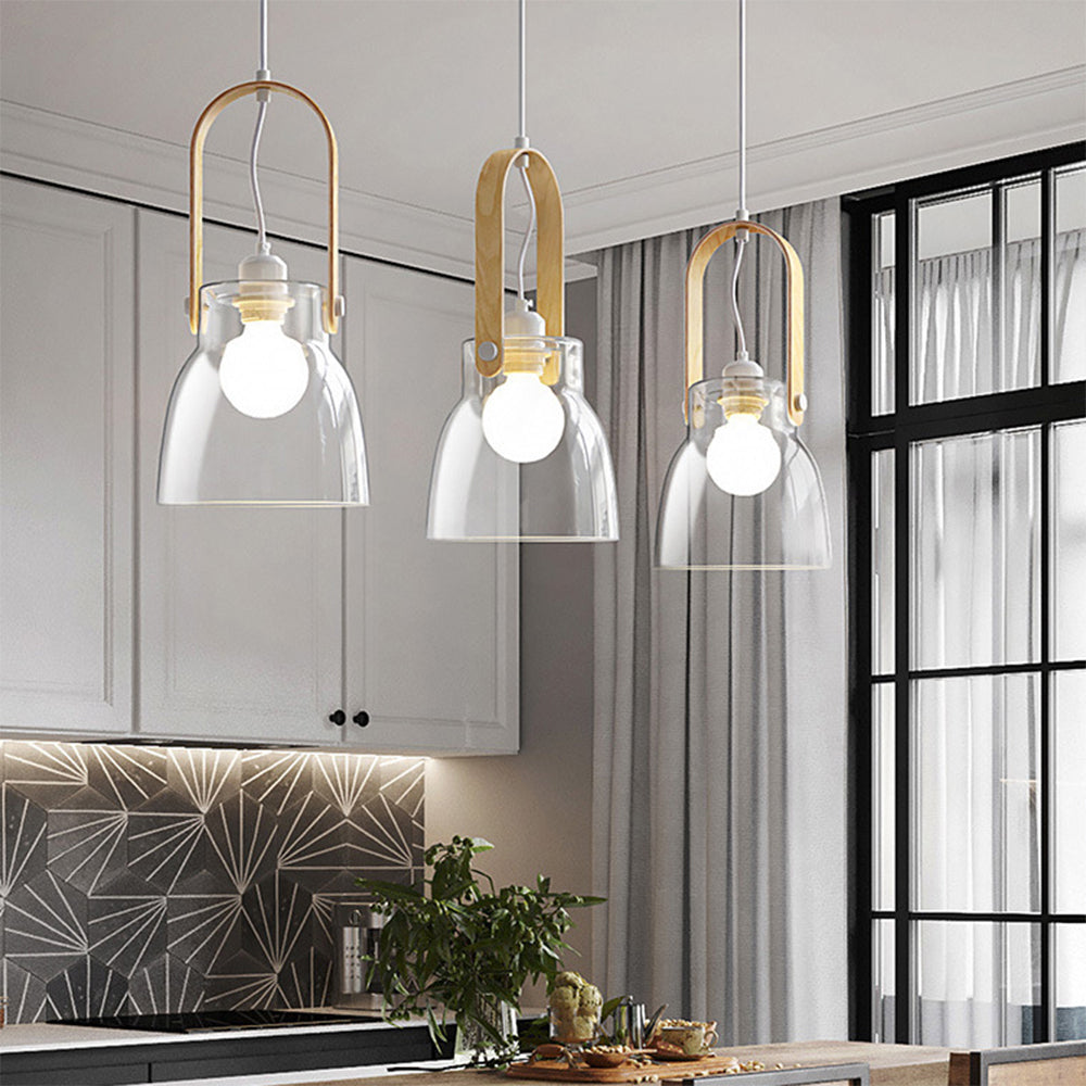 Hailie Minimalist Bowl Shaped Glass Pendant Light, Clear - Lumpaz