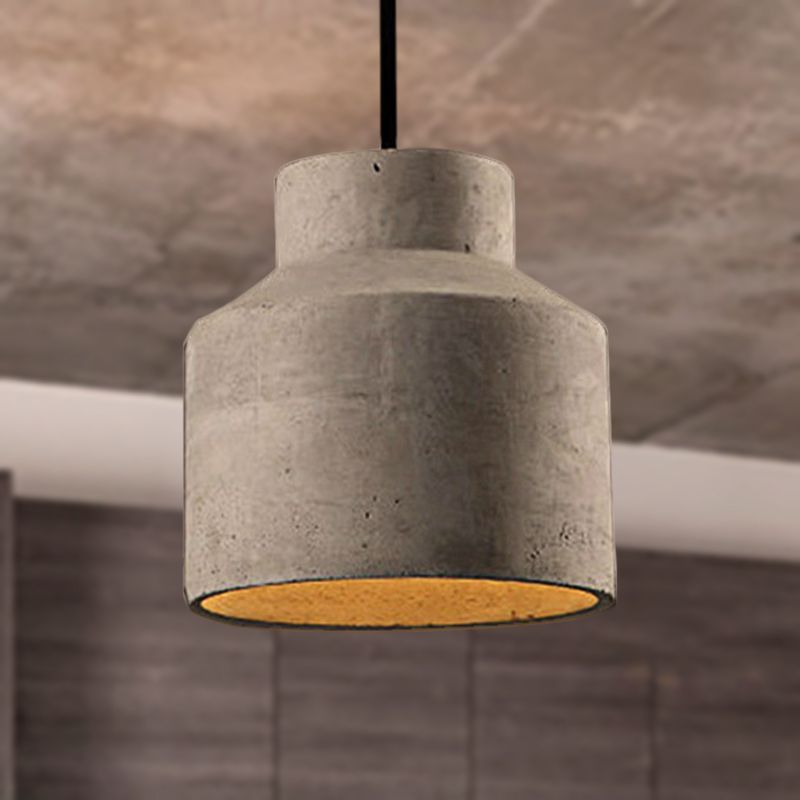 Byers Modern Dome Cement Pendant Light Gray Living Room - Lumpaz