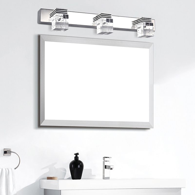 Leigh Modern Square Crystal Vanity Wall Lamp, Bedroom/Bathroom - Lumpaz