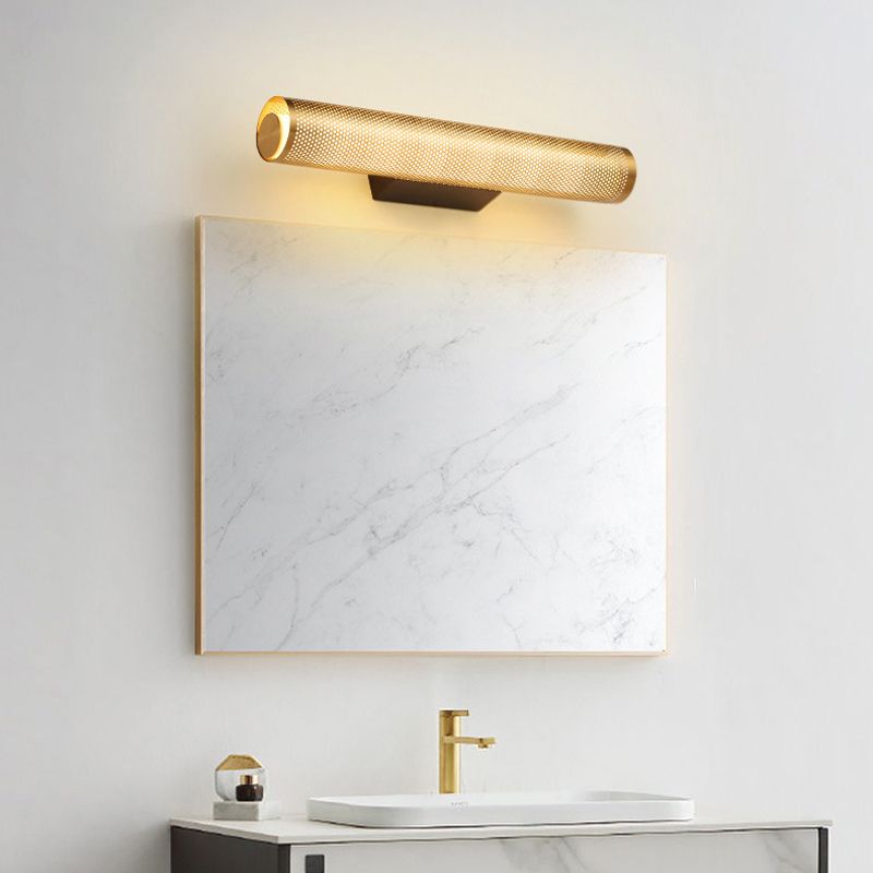 Zaid Modern Geometric Column Metal Vanity Wall Lamp, Brass - Lumpaz