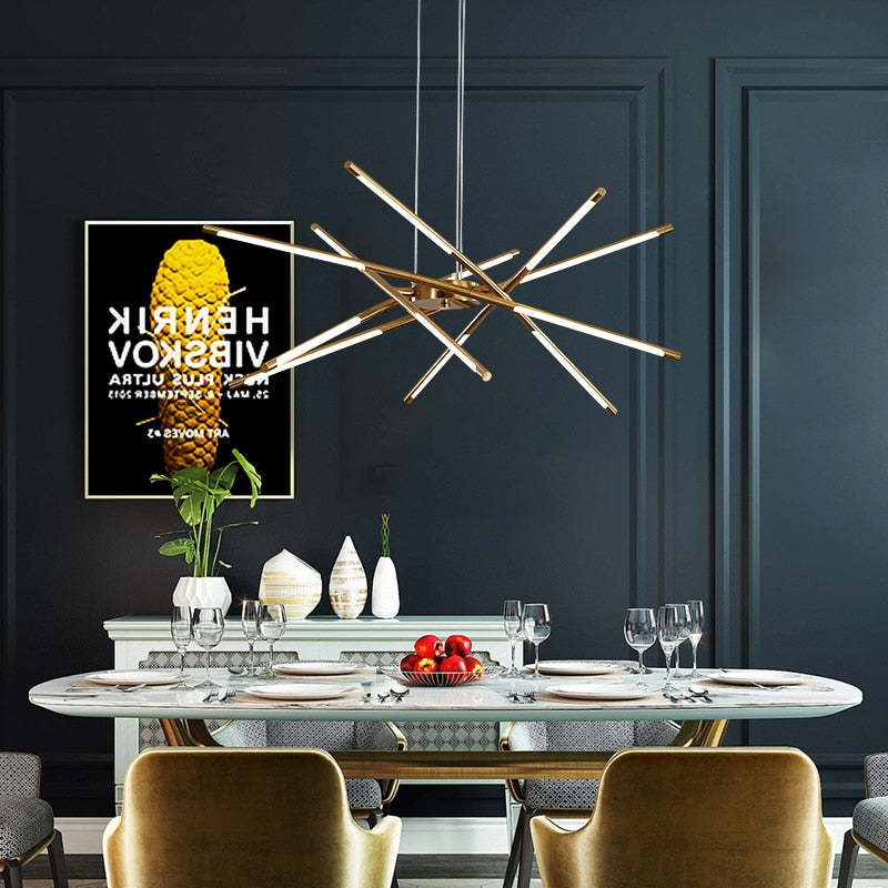 Edge Pendant Light, Black/Gold, 6/8/10/12 Heads - Lumpaz