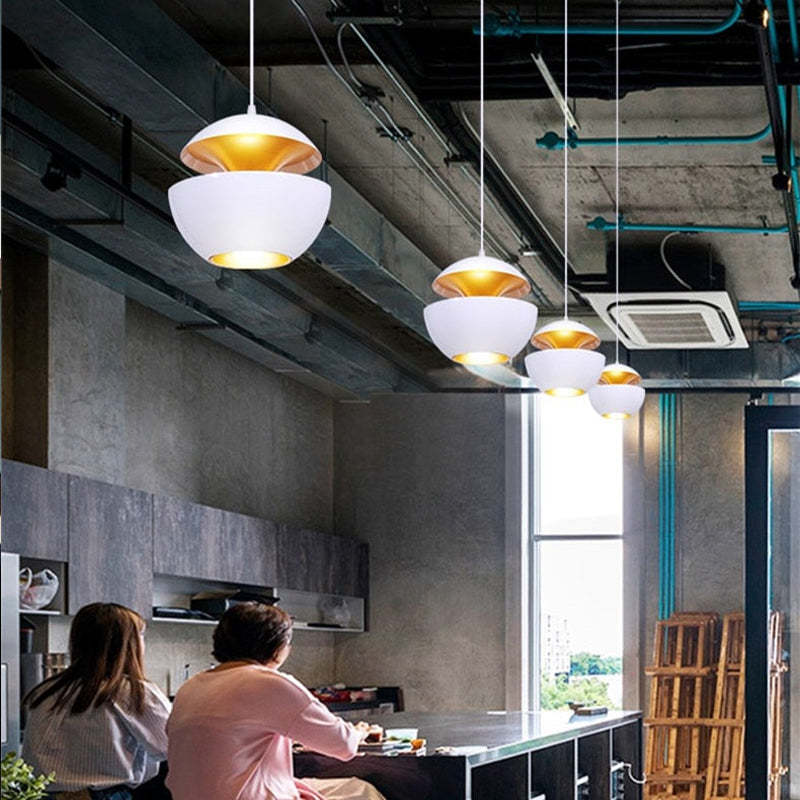 Nazifa Metal Modern Pendant Light, Black / White - Lumpaz