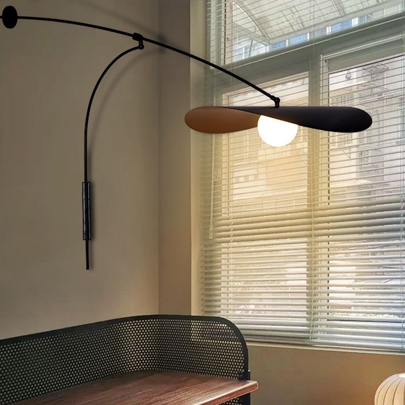 Carins Arc Wall Lamp, Metal/Glass, Black/Gold, Bedroom - Lumpaz