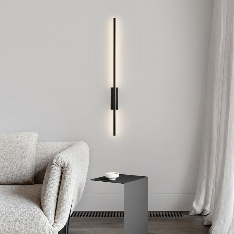 Edge Modern Linear Metal&Acrylic Bedroom Wall Lamp, Black/Brass - Lumpaz