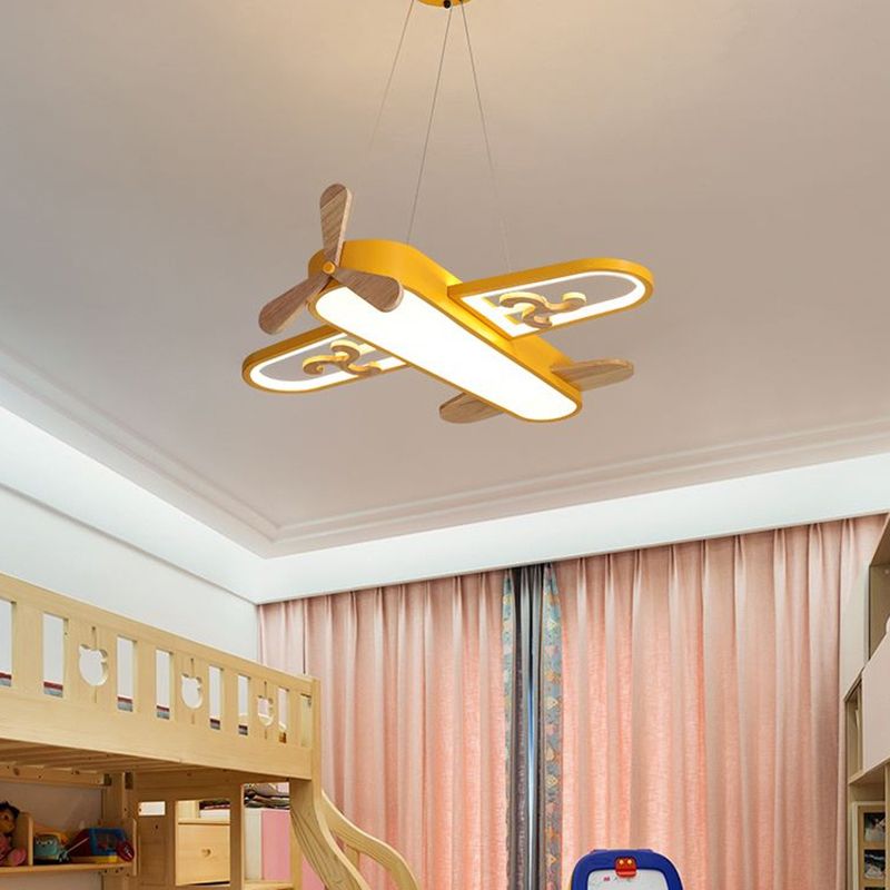 Minori Contemporary Plane Shaped Acrylic Pendant Light, Yellow/Blue - Lumpaz