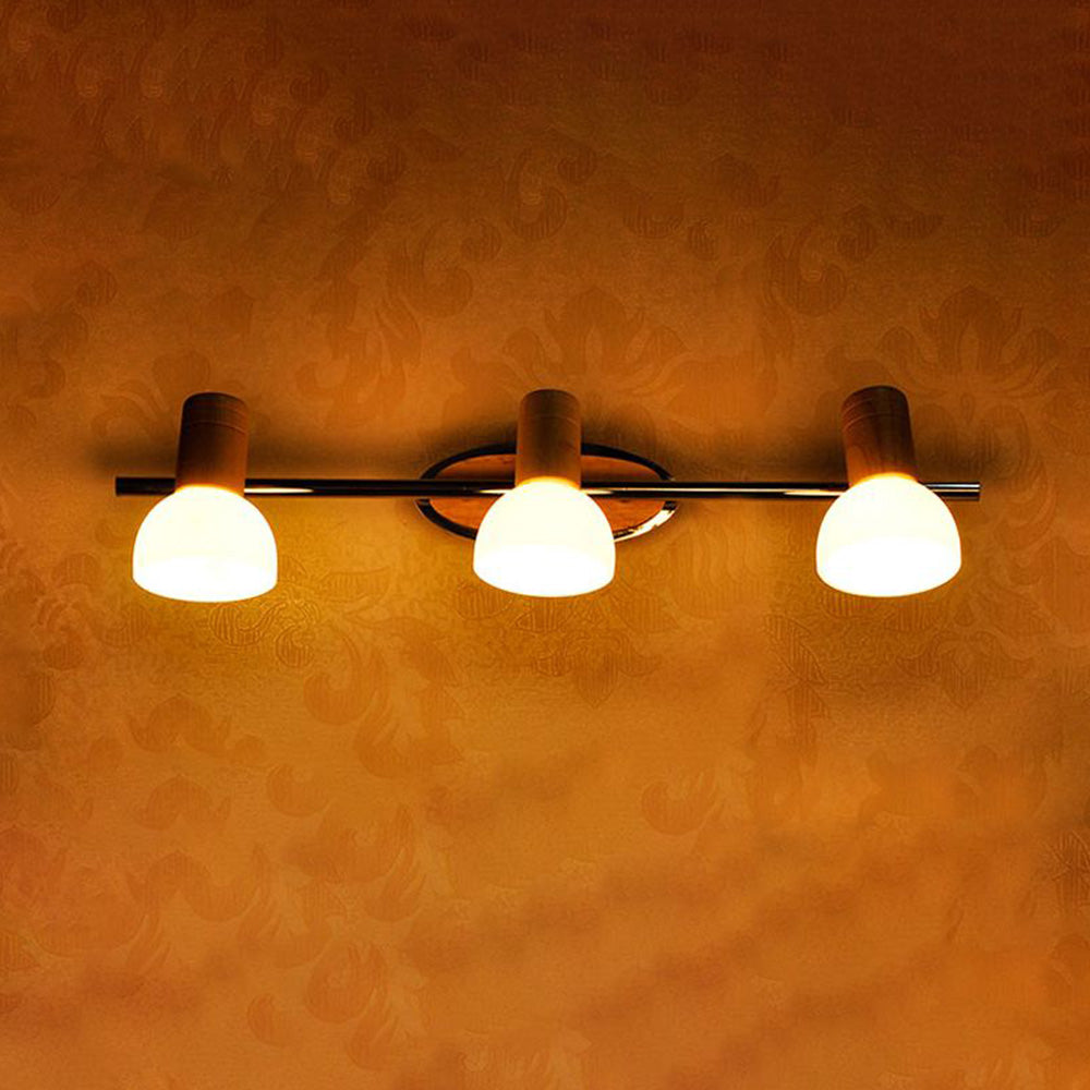 Ozawa Multi Dome Mirror Front Wooden Vanity Wall Lamp, Log Color - Lumpaz