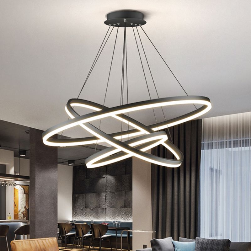 Arisha 3-Rings Black Black Modern Pendant Light - Lumpaz