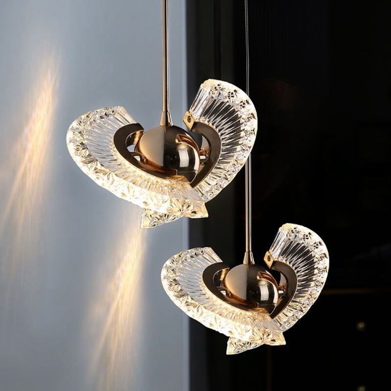 Kristy Nordic Luxury Fan Metal/Acrylic Pendant Light, Gold - Lumpaz