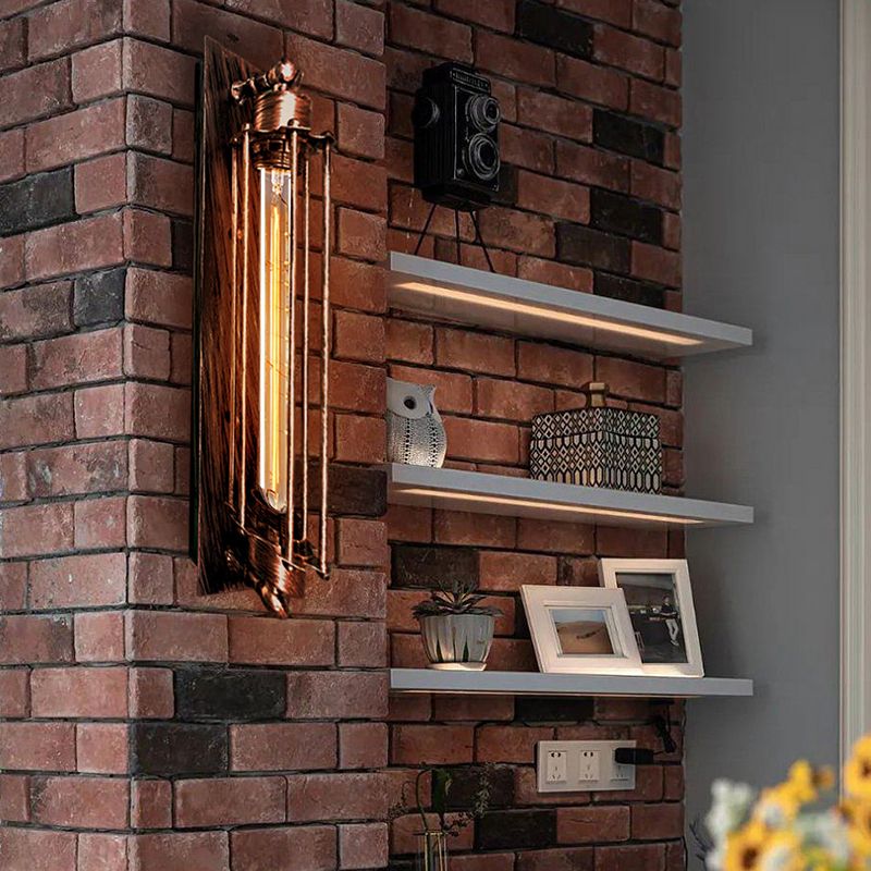 Alessio Vintage Cylinder Metal Wall Lamp,  Black/Red/Silver/Gold - Lumpaz