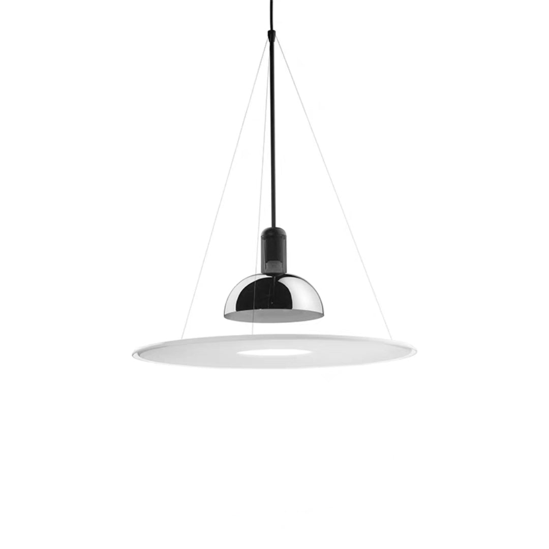 Levi Modern Minimalist Nordic Bell Metal/Acrylic Pendant Light, Chrome/Black - Lumpaz