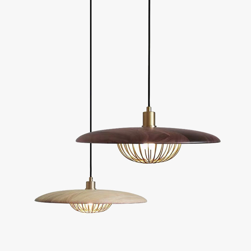 Cairns Modern Nordic Sutle Metal Pendant Light, Gold/Brown/Gray/Brown/Wood - Lumpaz