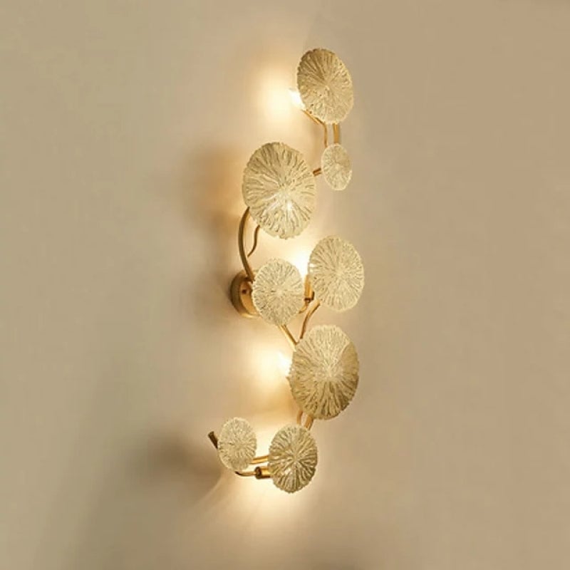 Knox Modern Metal Round Lotus Leaf Wall Lamp, Gold - Lumpaz