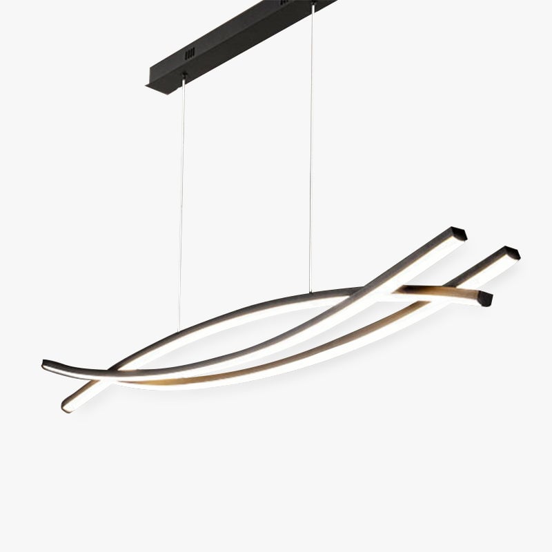 Modern Linear Metal Pendant Light, Black - Lumpaz
