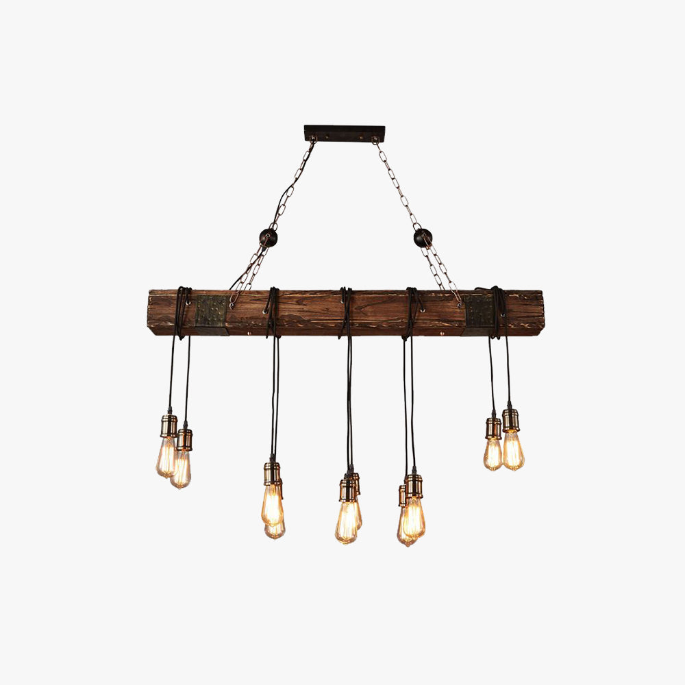 Alessio Linear Retro Wood Pendant Light, Bronze - Lumpaz