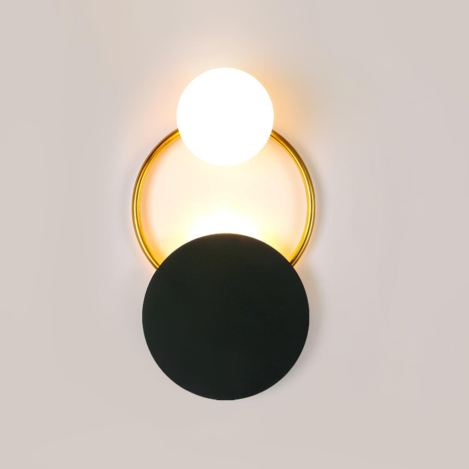 Emyr Modern LED Triple Rings Wall Lamp, Metal/Glass, Gold/Black, Bedroom - Lumpaz