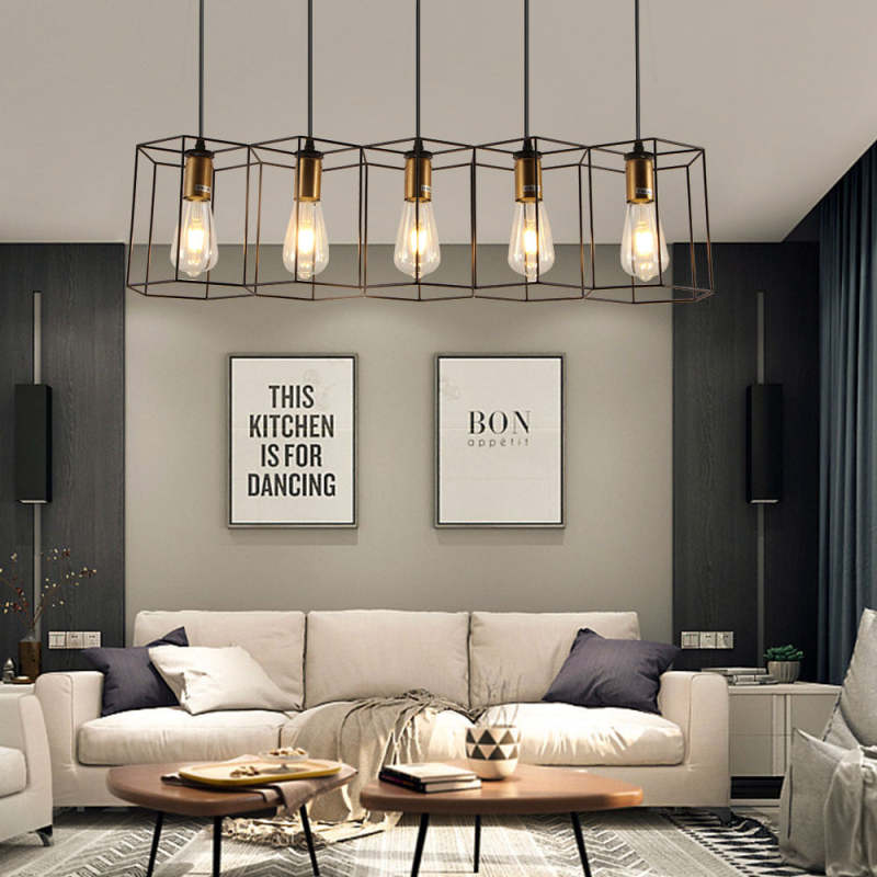 Bouvet Rustic Farmhouse 3/5 Light Pendant, Black - Lumpaz