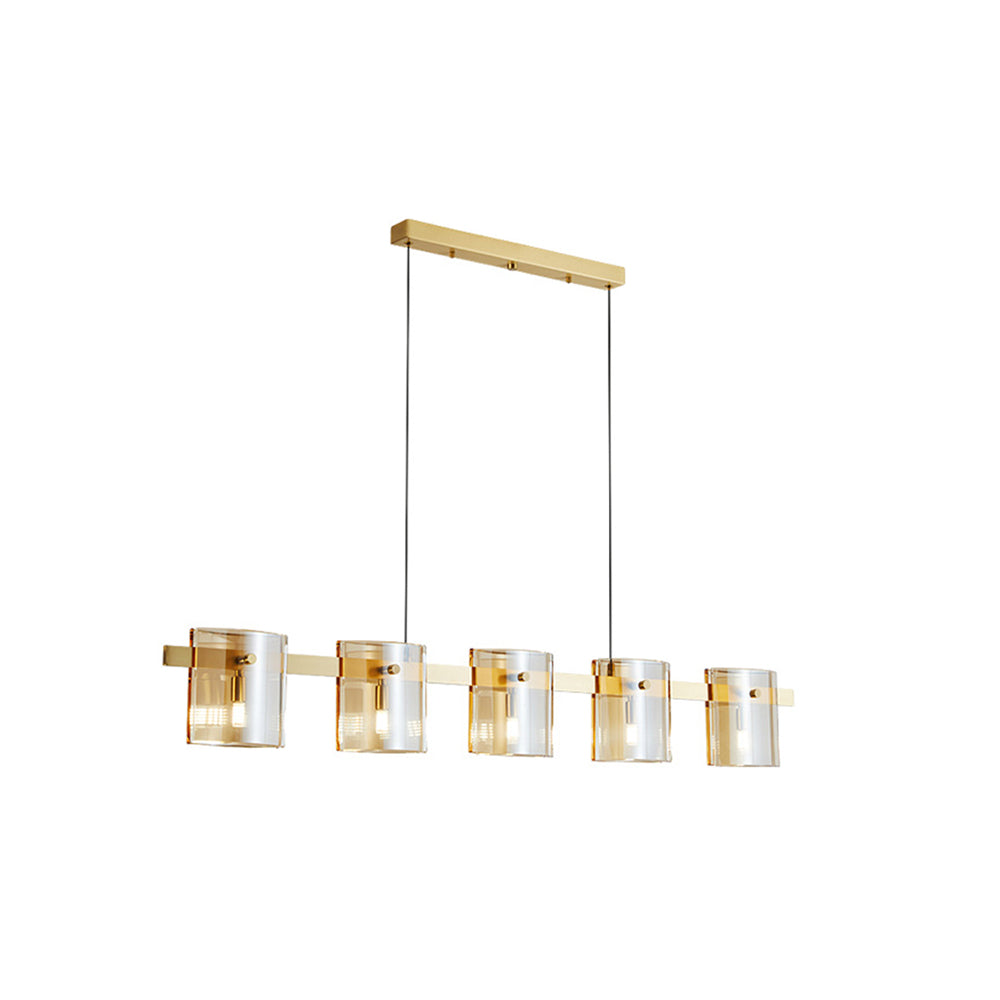 Evette Minimalist Linear Metal Pendant Light, Black/Gold - Lumpaz